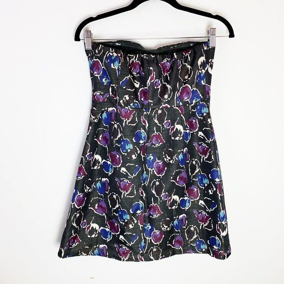 American Eagle Strapless Mini Party Cocktail Dress Size 2 Shimmery Floral XS - Picture 3 of 5